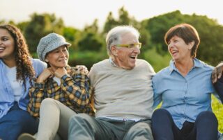 Senior friends outside having fun and enjoying the perks of senior living communities